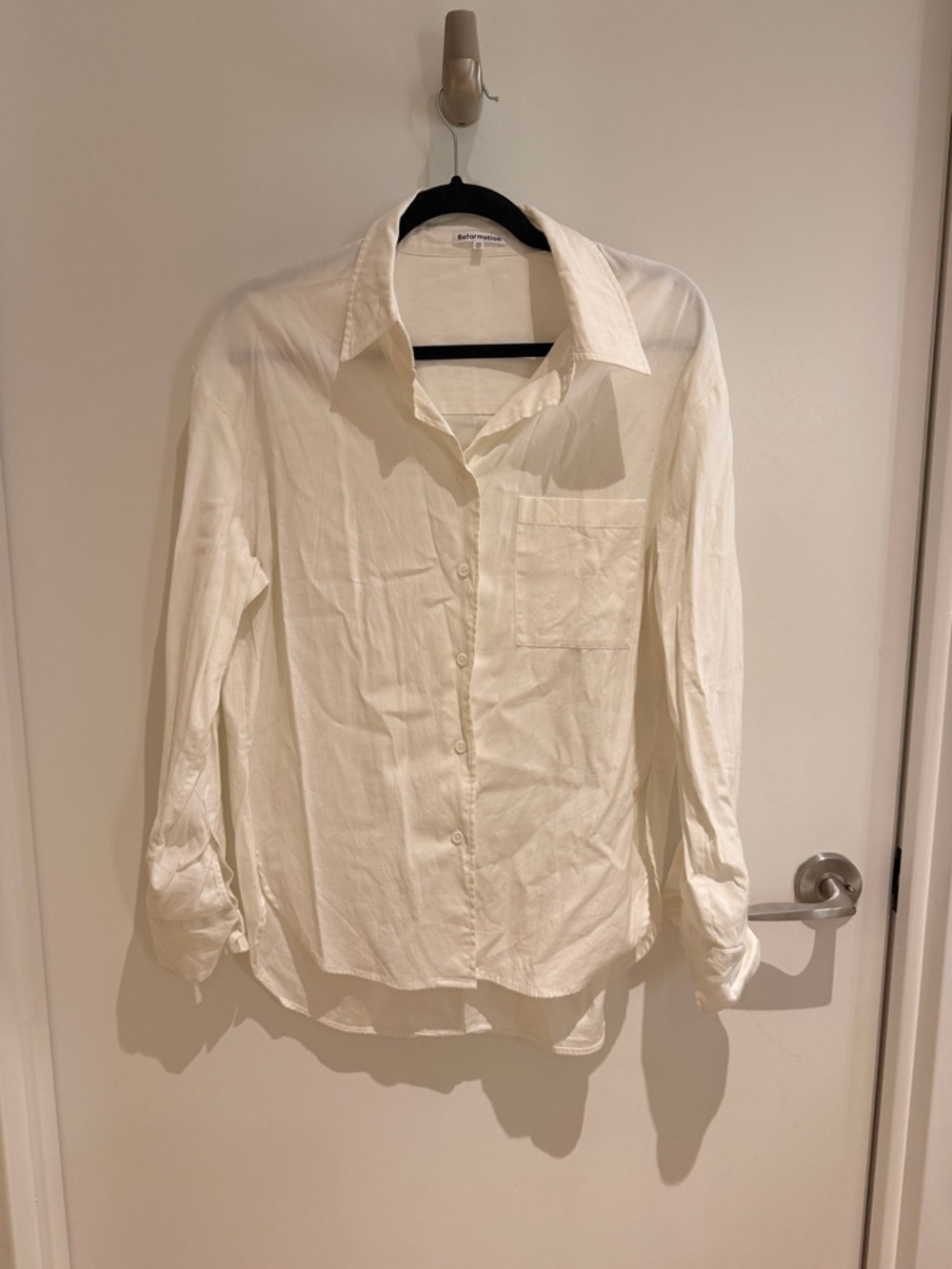 Reformation White Boyfriend Cotton Button-Down Shirt